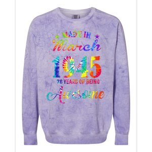 Happy 78th Birthday Decoration Made In March 1945 Colorblast Crewneck Sweatshirt