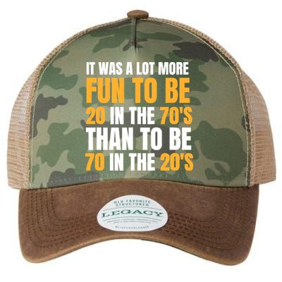 Happy 70th Birthday Funny Retirement 70S Living In The 20S Legacy Tie Dye Trucker Hat