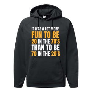 Happy 70th Birthday Funny Retirement 70S Living In The 20S Performance Fleece Hoodie