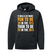 Happy 70th Birthday Funny Retirement 70S Living In The 20S Performance Fleece Hoodie