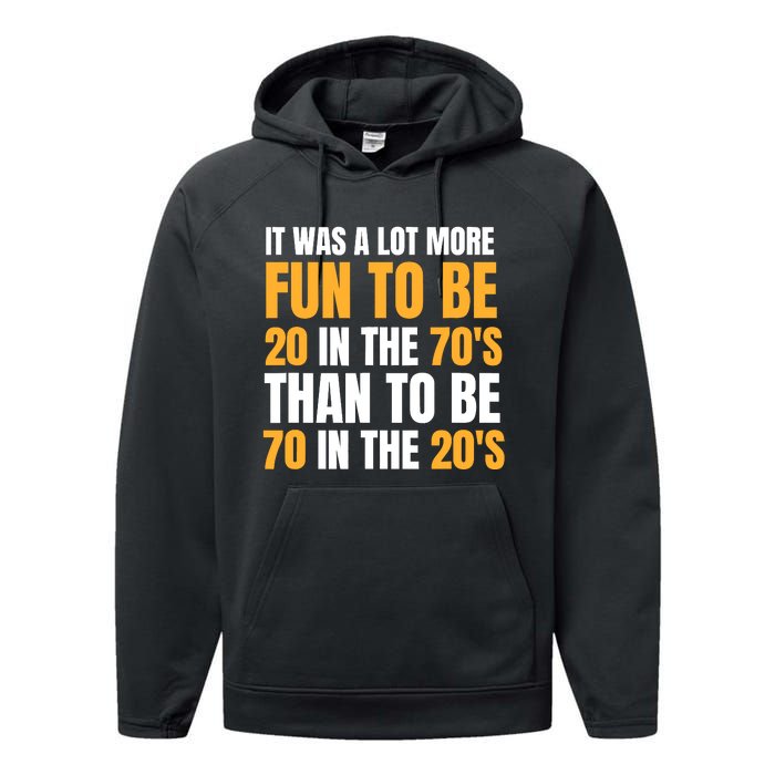 Happy 70th Birthday Funny Retirement 70S Living In The 20S Performance Fleece Hoodie