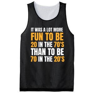 Happy 70th Birthday Funny Retirement 70S Living In The 20S Mesh Reversible Basketball Jersey Tank