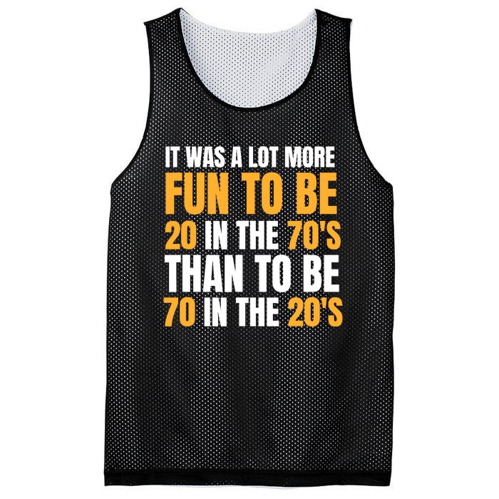 Happy 70th Birthday Funny Retirement 70S Living In The 20S Mesh Reversible Basketball Jersey Tank