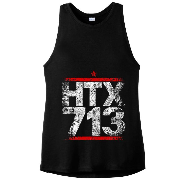 Htx 713 Houston Strong Htown Distressed Vibe Houston Texas Ladies PosiCharge Tri-Blend Wicking Tank