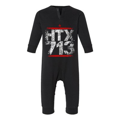 Htx 713 Houston Strong Htown Distressed Vibe Houston Texas Infant Fleece One Piece