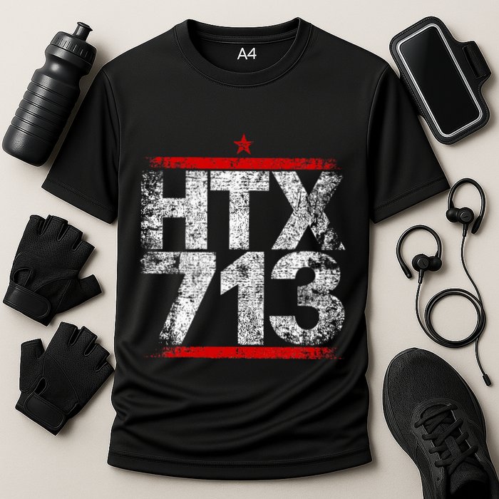 Htx 713 Houston Strong Htown Distressed Vibe Houston Texas Cooling Performance Crew T-Shirt