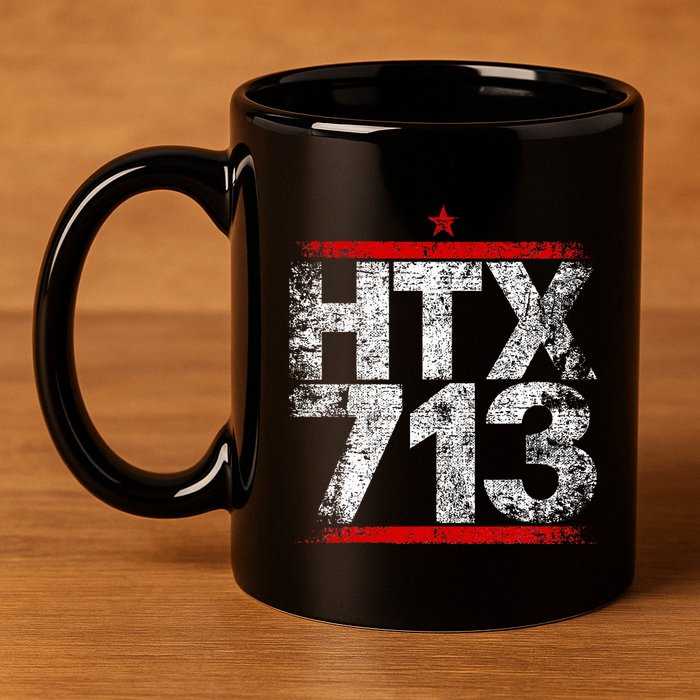 Htx 713 Houston Strong Htown Distressed Vibe Houston Texas 11oz C Handle Ceramic Mug