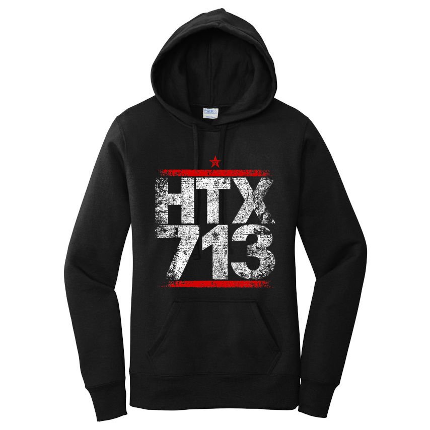 Htx 713 Houston Strong Htown Distressed Vibe Houston Texas Women's Pullover Hoodie