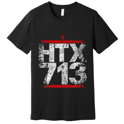 Htx 713 Houston Strong Htown Distressed Vibe Houston Texas Premium T-Shirt