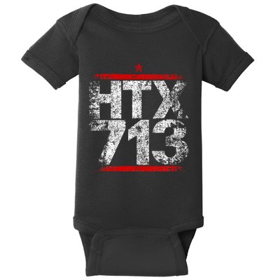 Htx 713 Houston Strong Htown Distressed Vibe Houston Texas Baby Bodysuit