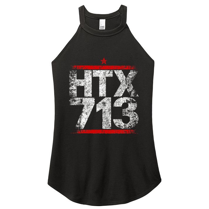 Htx 713 Houston Strong Htown Distressed Vibe Houston Texas Women's Perfect Tri Rocker Tank