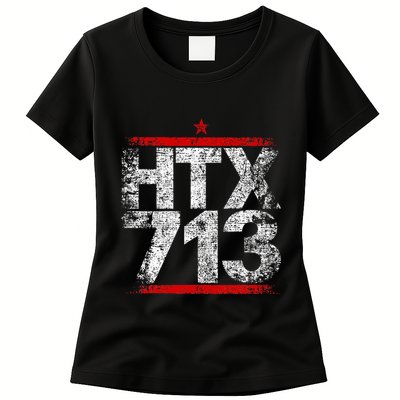 Htx 713 Houston Strong Htown Distressed Vibe Houston Texas Womens T-Shirt