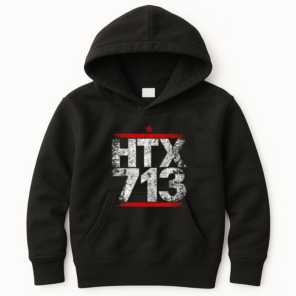 Htx 713 Houston Strong Htown Distressed Vibe Houston Texas Kids Hoodie
