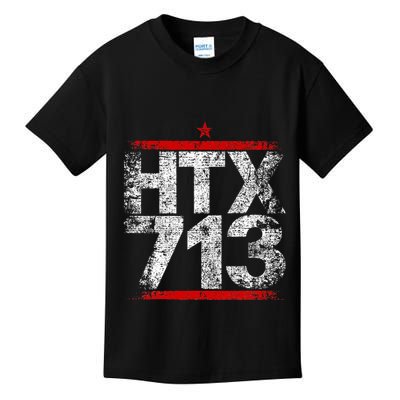 Htx 713 Houston Strong Htown Distressed Vibe Houston Texas Kids T-Shirt