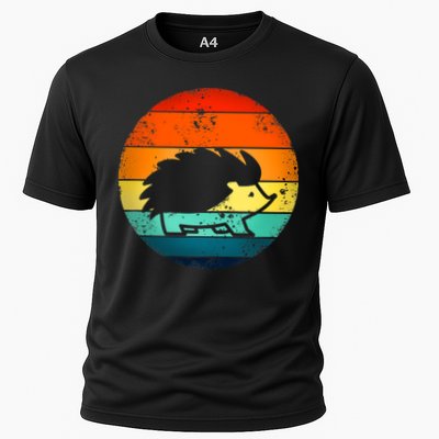 Hedgehog 70's Style Vintage Retro Sunset Hedgie Gift Great Gift Cooling Performance Crew T-Shirt
