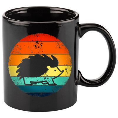Hedgehog 70's Style Vintage Retro Sunset Hedgie Gift Great Gift 11oz C Handle Ceramic Mug