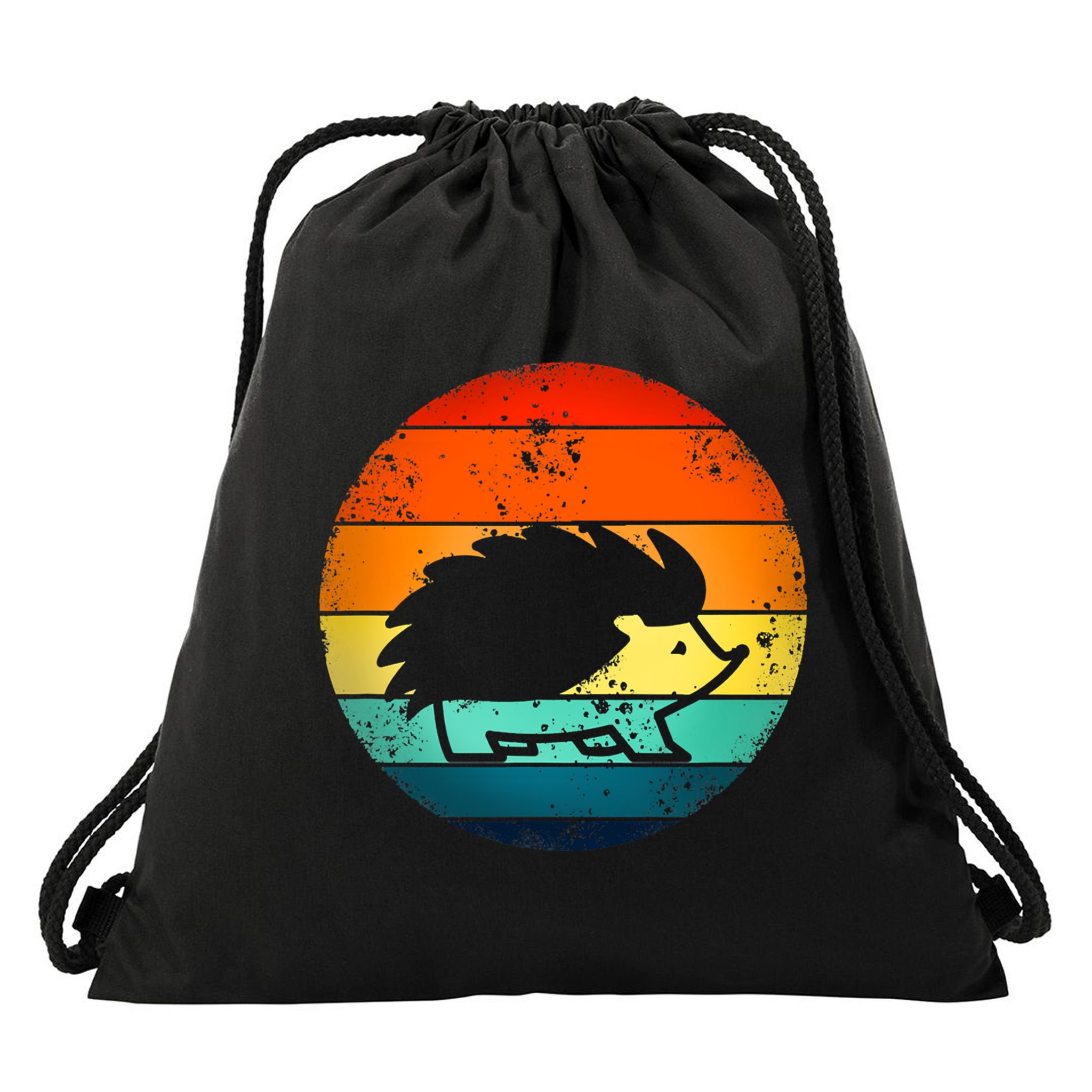 Hedgehog 70's Style Vintage Retro Sunset Hedgie Gift Great Gift Drawstring Bag