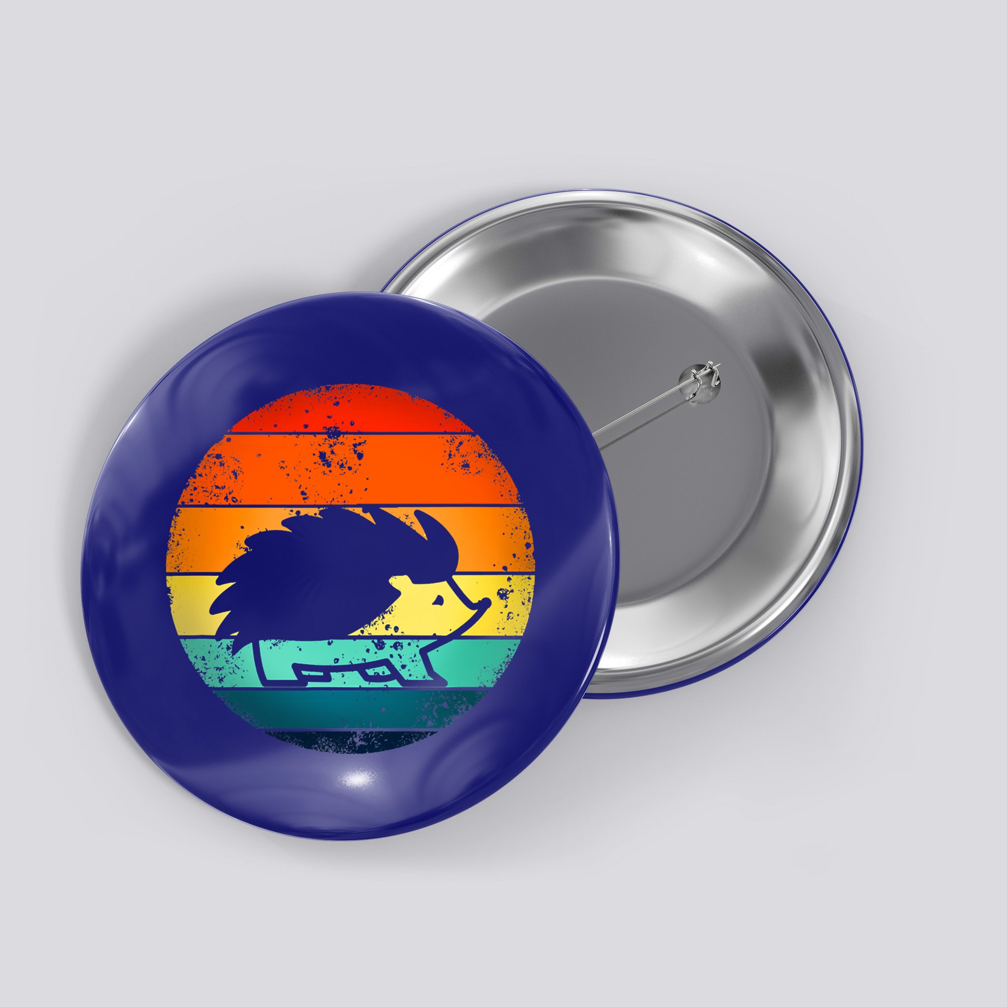 Hedgehog 70's Style Vintage Retro Sunset Hedgie Gift Great Gift Button