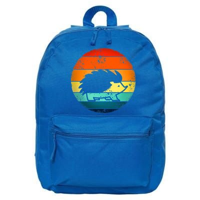 Hedgehog 70's Style Vintage Retro Sunset Hedgie Gift Great Gift 16 in Basic Backpack