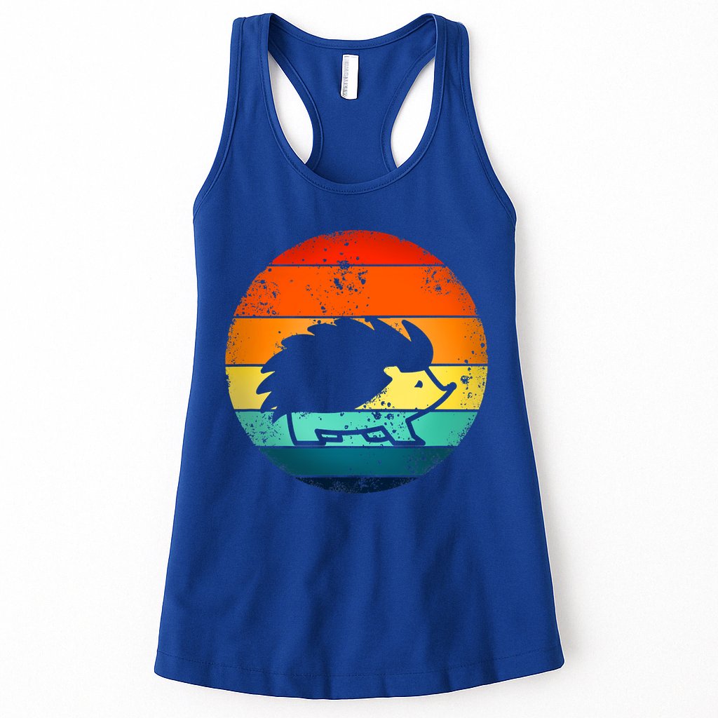 Hedgehog 70's Style Vintage Retro Sunset Hedgie Gift Great Gift Womens Tank Top