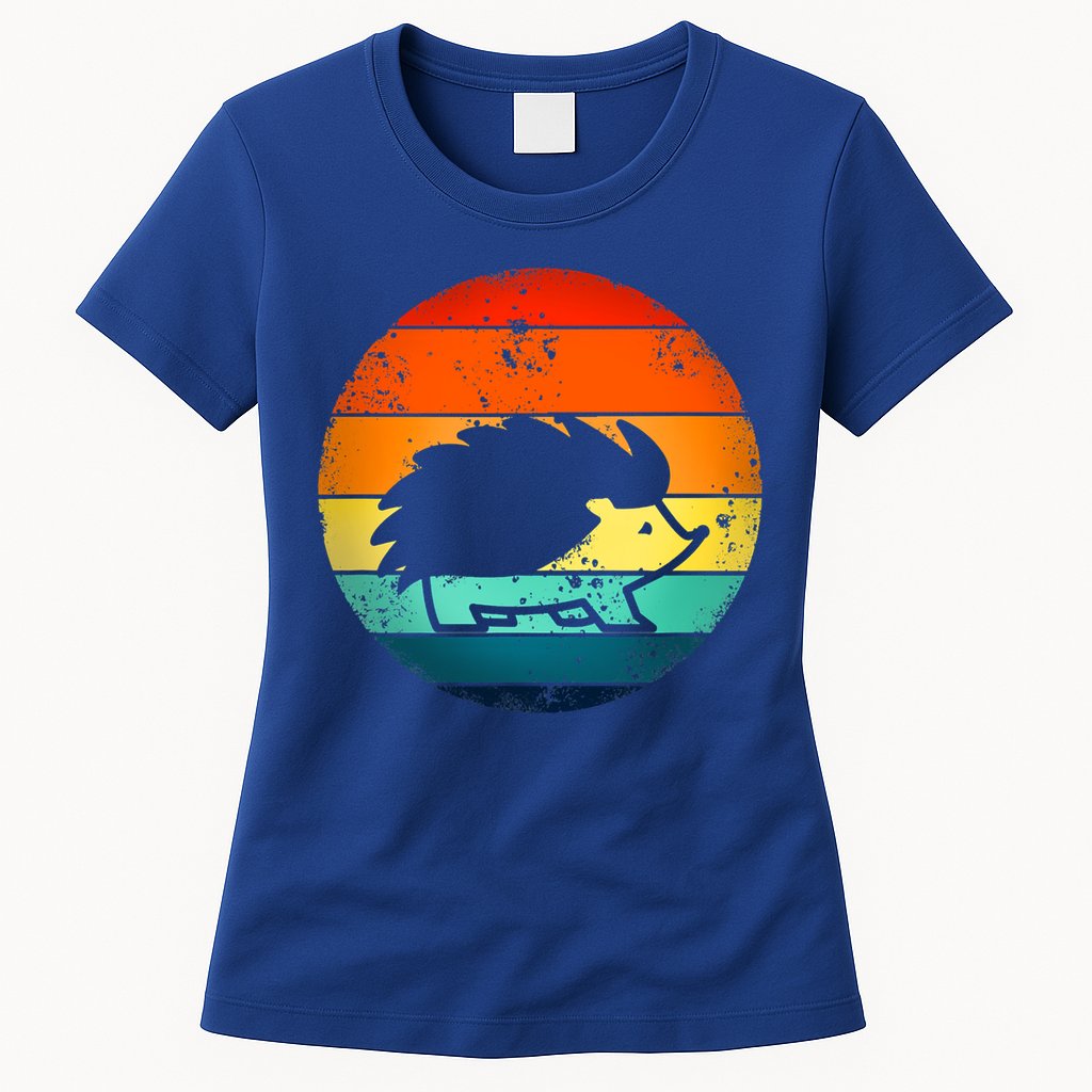 Hedgehog 70's Style Vintage Retro Sunset Hedgie Gift Great Gift Womens T-Shirt