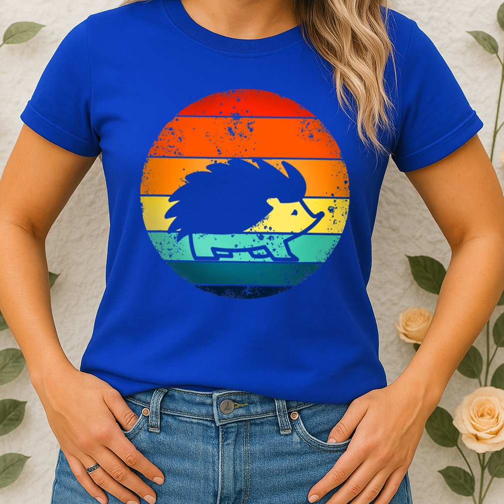 Hedgehog 70's Style Vintage Retro Sunset Hedgie Gift Great Gift Womens T-Shirt