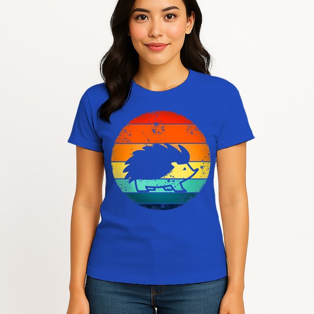 Hedgehog 70's Style Vintage Retro Sunset Hedgie Gift Great Gift Womens T-Shirt