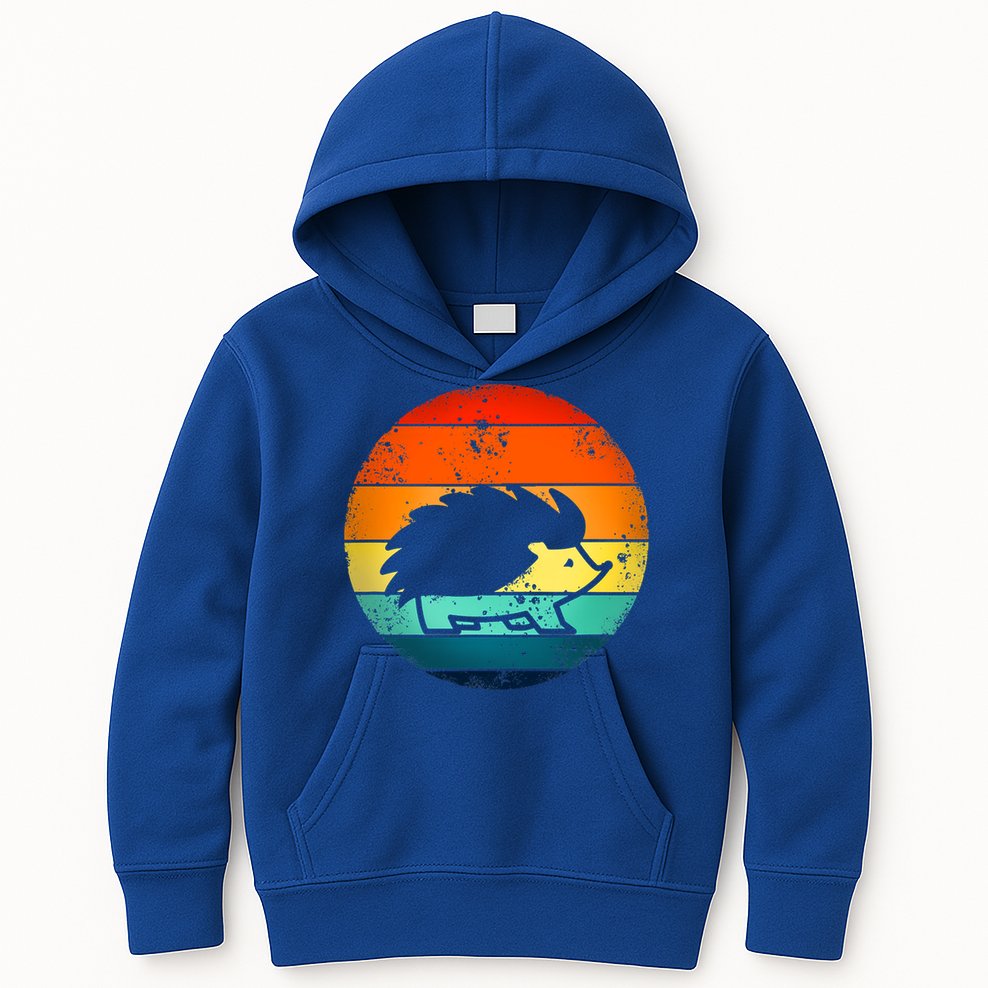 Hedgehog 70's Style Vintage Retro Sunset Hedgie Gift Great Gift Kids Hoodie