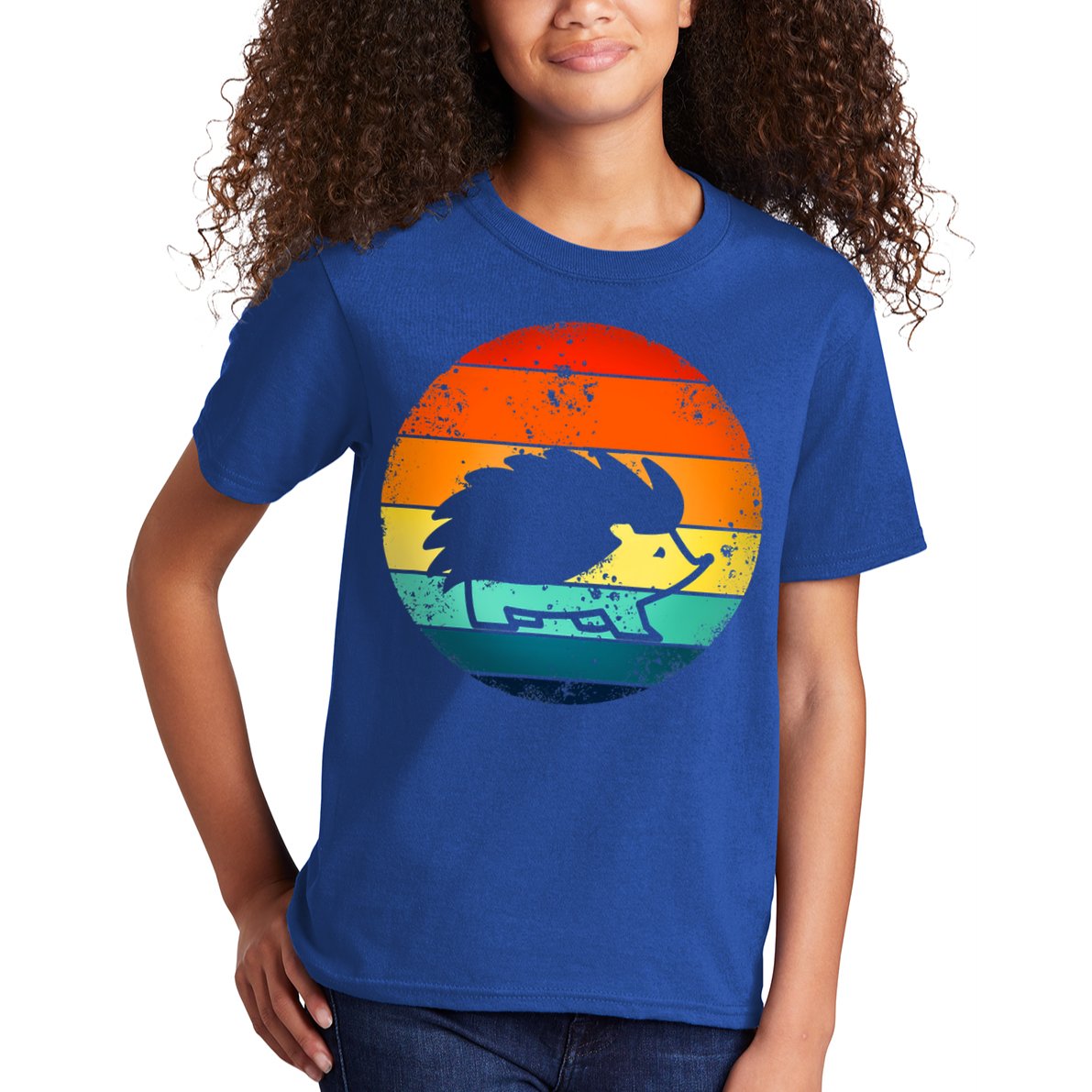 Hedgehog 70's Style Vintage Retro Sunset Hedgie Gift Great Gift Kids T-Shirt