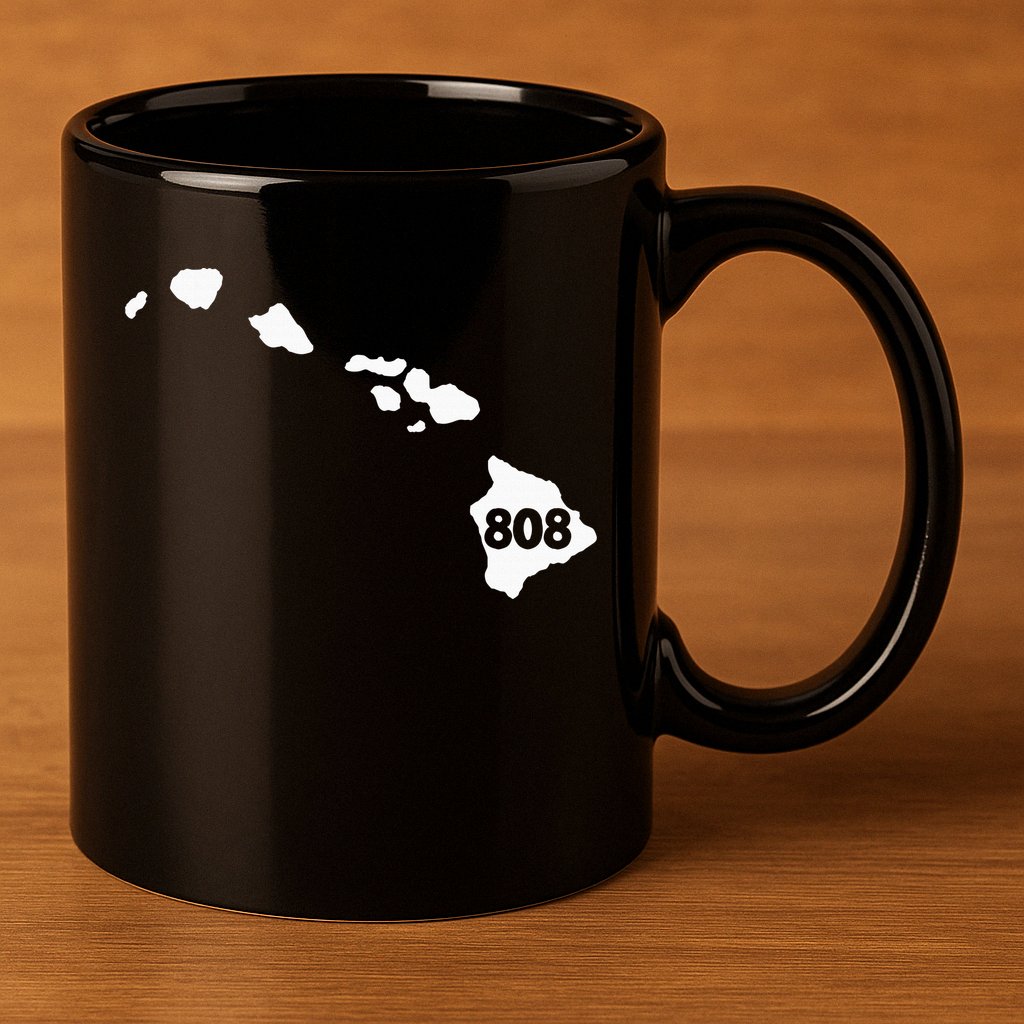 Hawaii 808 Area Code 11oz C Handle Ceramic Mug