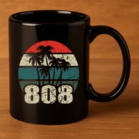 Hawaii 808 Oahu Waikiki Maui Kona Kauai Hawaiian Area Code 11oz C Handle Ceramic Mug