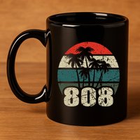 Hawaii 808 Oahu Waikiki Maui Kona Kauai Hawaiian Area Code 11oz C Handle Ceramic Mug