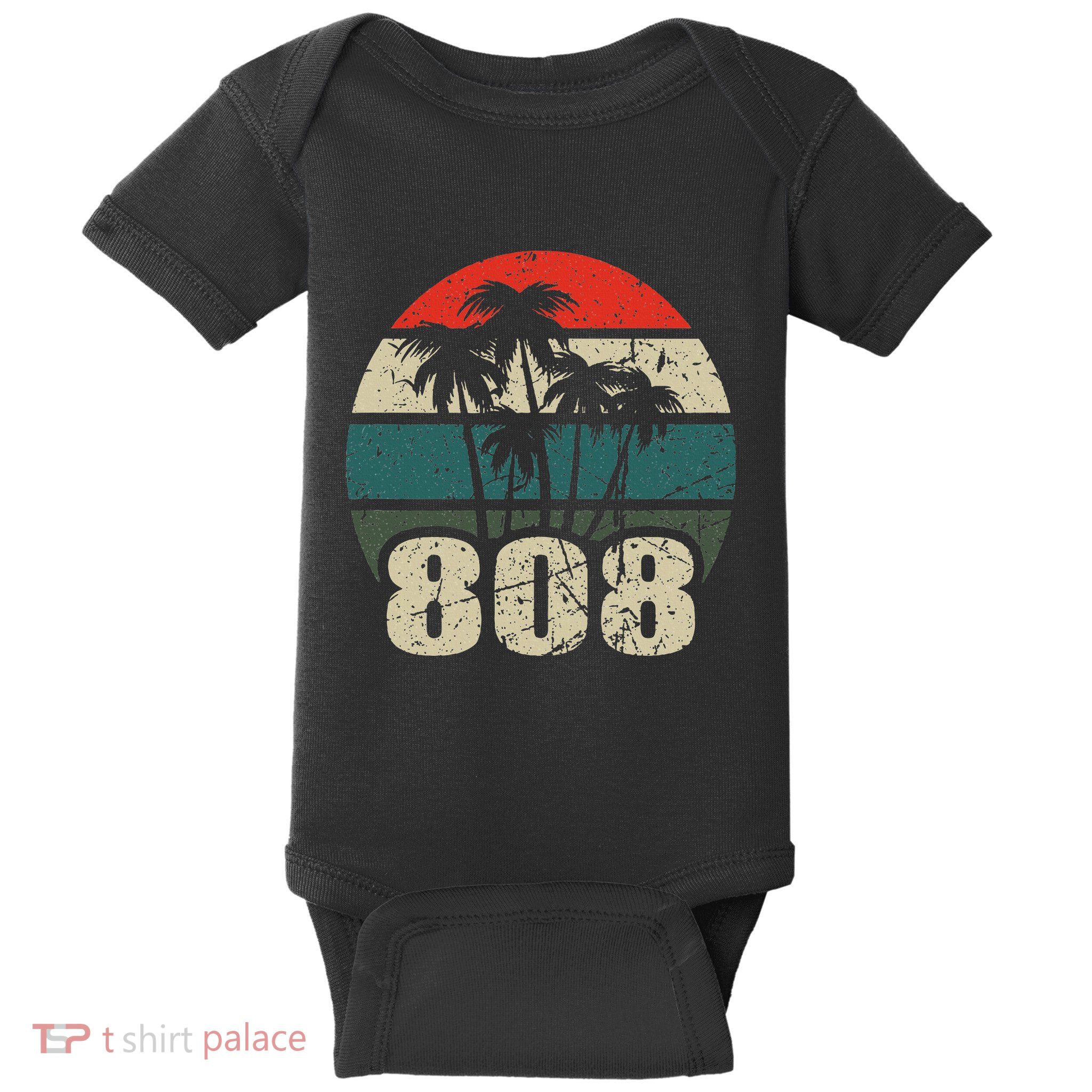 Hawaii 808 Oahu Waikiki Maui Kona Kauai Hawaiian Area Code Baby Bodysuit
