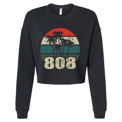 Hawaii 808 Oahu Waikiki Maui Kona Kauai Hawaiian Area Code Cropped Pullover Crew