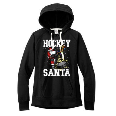 Hockey 812 Santa Hockey Player Christmas Gift Women's Fleece Hoodie