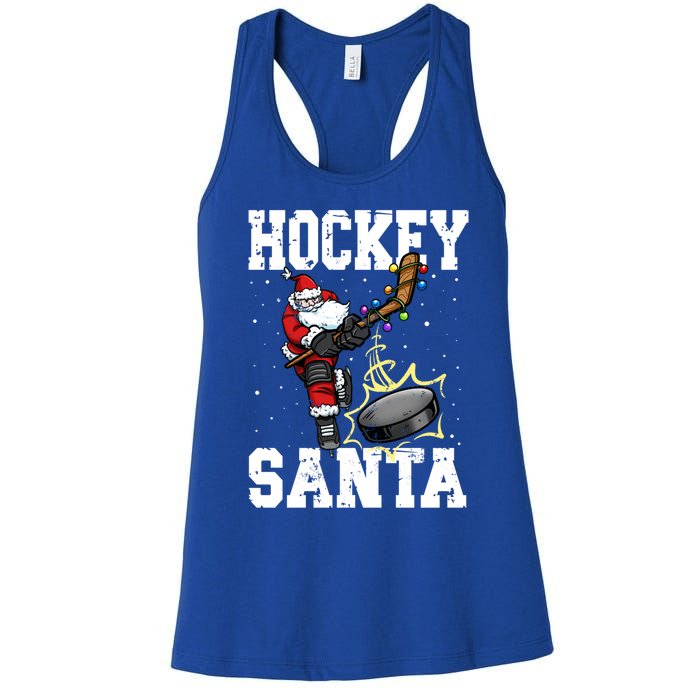 Hockey 812 Santa Hockey Player Christmas Gift Women's Racerback Tank