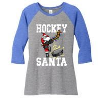 Hockey 812 Santa Hockey Player Christmas Gift Women's Tri-Blend 3/4-Sleeve Raglan Shirt