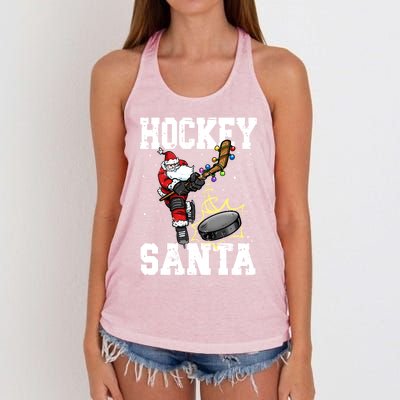 Hockey 812 Santa Hockey Player Christmas Gift Women's Knotted Racerback Tank