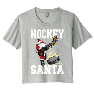 Hockey 812 Santa Hockey Player Christmas Gift Women's Crop Top Tee