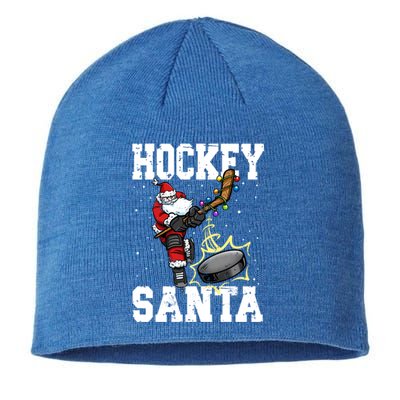 Hockey 812 Santa Hockey Player Christmas Gift Sustainable Beanie