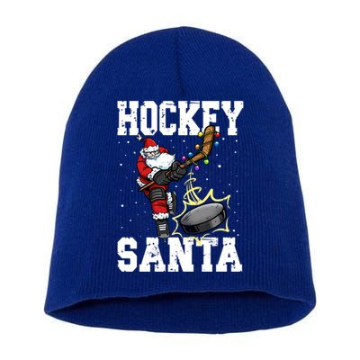 Hockey 812 Santa Hockey Player Christmas Gift Short Acrylic Beanie