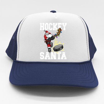 Hockey 812 Santa Hockey Player Christmas Gift Trucker Hat