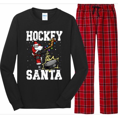 Hockey 812 Santa Hockey Player Christmas Cool Gift Long Sleeve Pajama Set