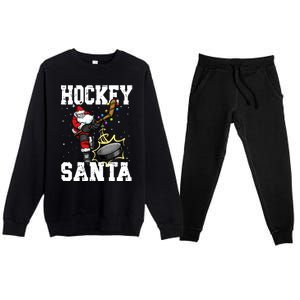 Hockey 812 Santa Hockey Player Christmas Cool Gift Premium Crewneck Sweatsuit Set