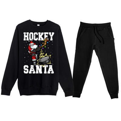 Hockey 812 Santa Hockey Player Christmas Cool Gift Premium Crewneck Sweatsuit Set