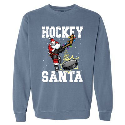 Hockey 812 Santa Hockey Player Christmas Cool Gift Garment-Dyed Sweatshirt