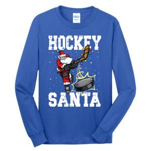 Hockey 812 Santa Hockey Player Christmas Cool Gift Tall Long Sleeve T-Shirt