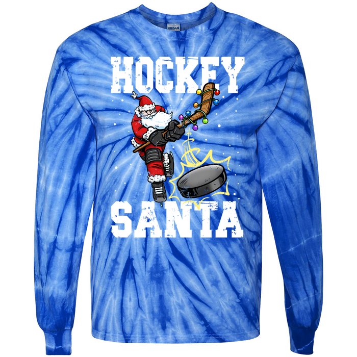 Hockey 812 Santa Hockey Player Christmas Cool Gift Tie-Dye Long Sleeve Shirt