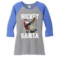 Hockey 812 Santa Hockey Player Christmas Cool Gift Women's Tri-Blend 3/4-Sleeve Raglan Shirt