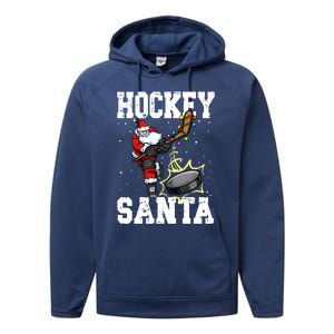 Hockey 812 Santa Hockey Player Christmas Cool Gift Performance Fleece Hoodie